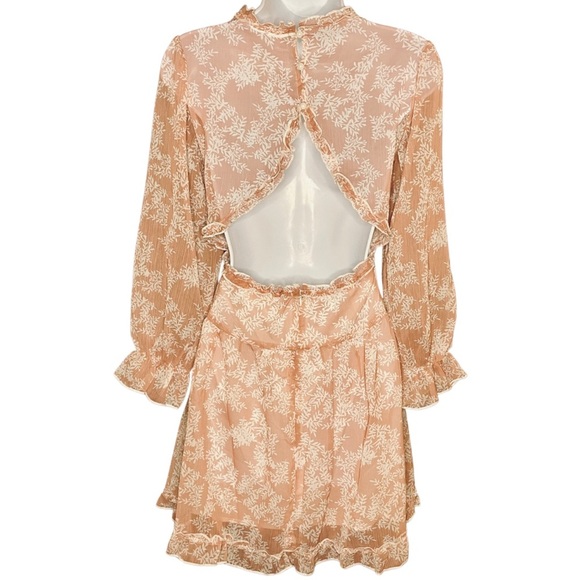 Chiffon Floral Dress with Ruffle Detail and Open Back - Picture 2 of 3